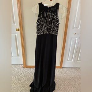 Beaded Top Black Gown Size 4 Prom Dress